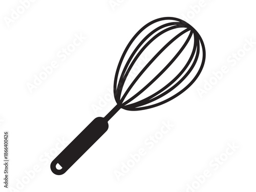 Kitchen whisk icon black and white vector illustration of cooking tool isolated on white background