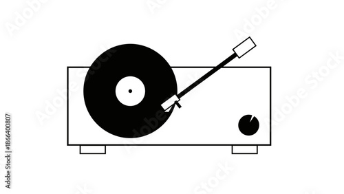 Minimalist Turntable Illustration A Classic Vinyl Player Design.