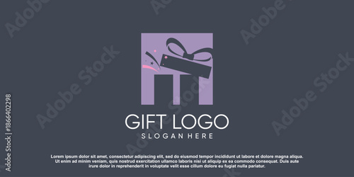 Gift logo design vector with creative modern concept style