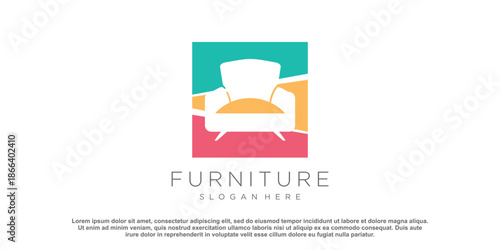 Furniture logo design vector with creative modern concept style