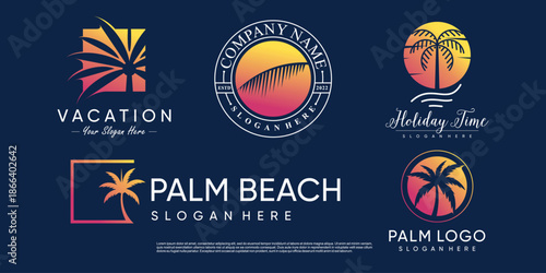 Palm logo design collection with creative element concept idea