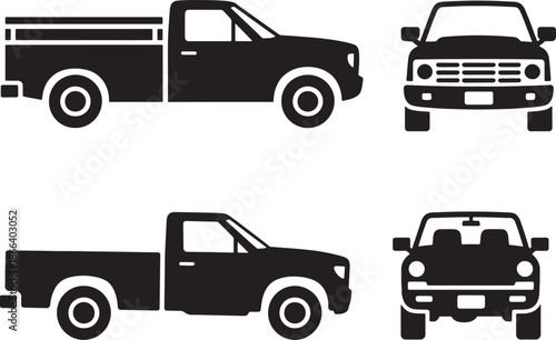 Pickup Truck Vehicle Silhouette Profile Collection