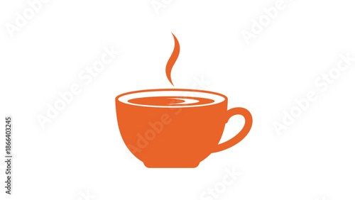 Orange Cup of Hot Beverage with Rising Steam Illustration.
