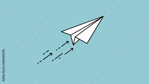 Paper Airplane Ascending with Trailing Arrows A Symbol of Flight and Direction.