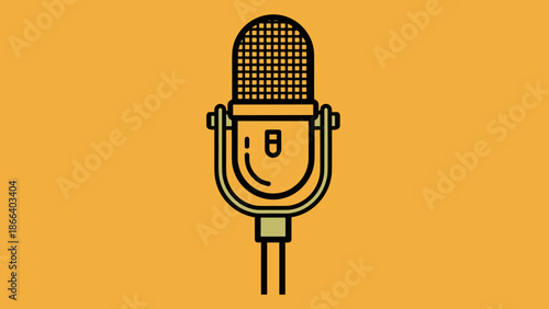 Retro Microphone Illustration Vintage Audio Recording Device for Broadcasting and Performance.