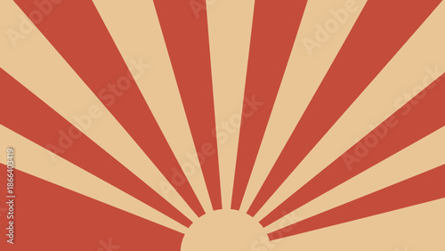 Retro Sunburst Design with Radial Lines in Red and Beige.