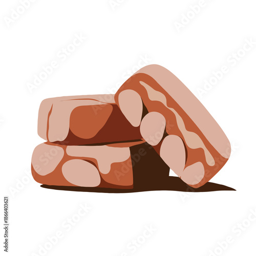 Stack of chocolate bars isolated on white background, Vector, illustration