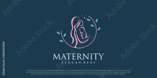 Mom and baby logo design vector with creative unique concept
