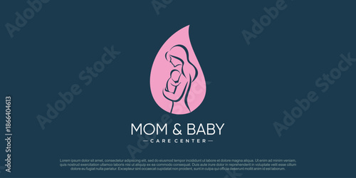 Mom and baby logo design vector with creative unique concept