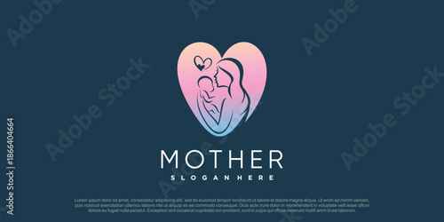 Mom and baby logo design vector with creative unique concept