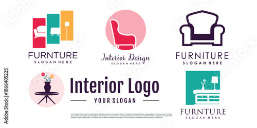 Set of bundel furniture logo design vector with creative concept idea