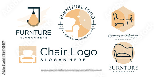 Set of bundel furniture logo design vector with creative concept idea