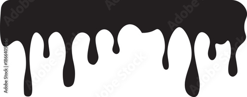 Dripping Paint and Liquid Flow – Ink, Chocolate, Oil, and Molten Drops. Paint flows. Current paint, stains. Current drops. Stylized graphics with dripping black paint in black on transparent backgroun