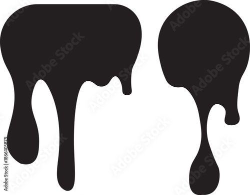 Dripping Paint and Liquid Flow – Ink, Chocolate, Oil, and Molten Drops. Paint flows. Current paint, stains. Current drops. Stylized graphics with dripping black paint in black on transparent backgroun