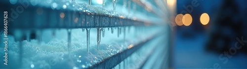 View of a building with icicles hanging from the side