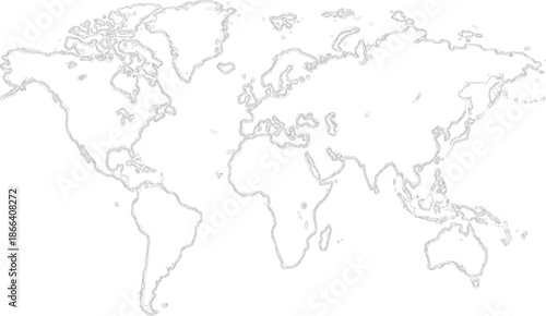 World map outline simple vector illustration 