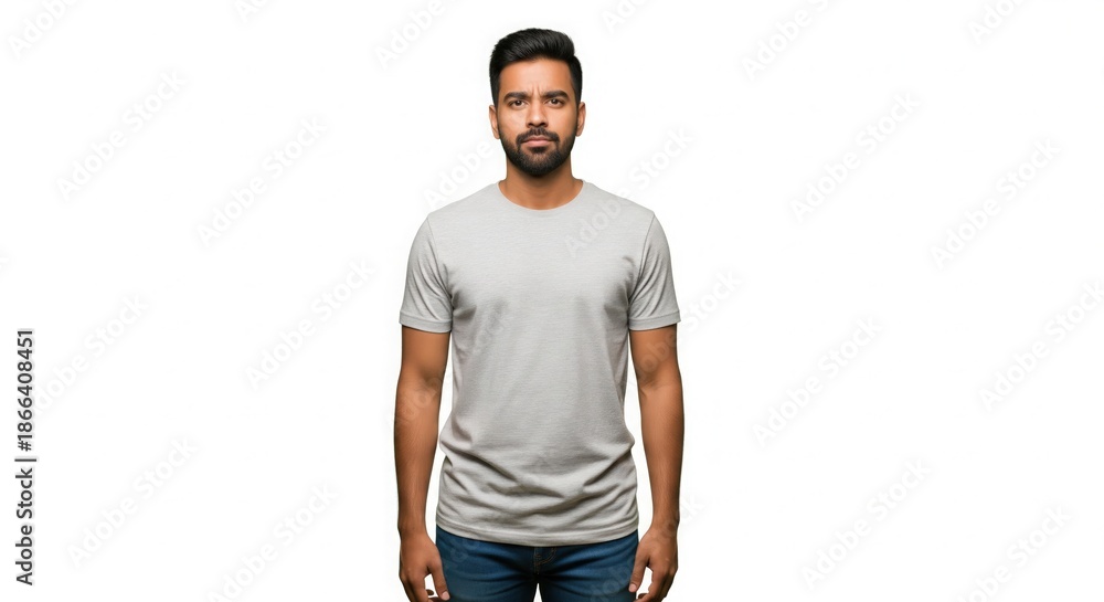 Fototapeta premium Indian Young Man Making Decision on White Background
