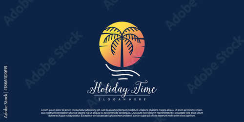 Palm logo design vector with creative simple and unique concept