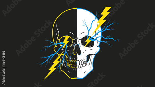 Skull Electrocution A Striking Visual of Mortality and Energy.