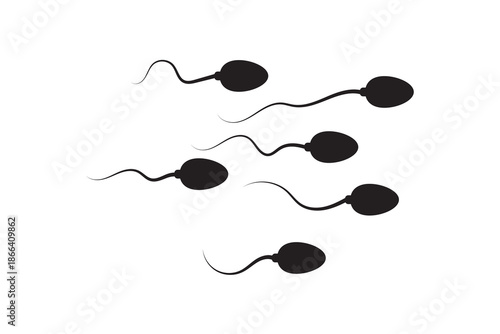 Sperm Icons Vector Set, Collection and Group, Human Reproduction Symbol, Fertility, Medical, Science, Anatomy, Minimal Flat Line Style, Monochrome Silhouette Graphic Bundle for Health and Biology Desi