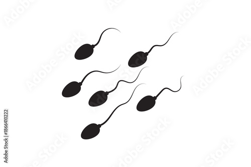 Sperm Icons Vector Set, Collection and Group, Human Reproduction Symbol, Fertility, Medical, Science, Anatomy, Minimal Flat Line Style, Monochrome Silhouette Graphic Bundle for Health and Biology Desi