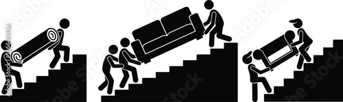 Moving heavy furniture up stairs with assistance