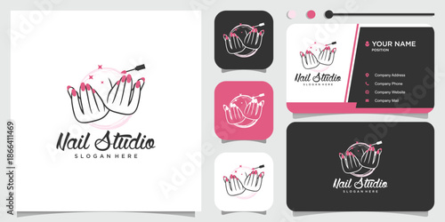Nail logo design concept for beauty with creative element style