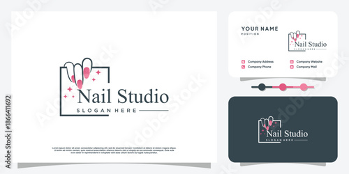 Nail logo design concept for beauty with creative element style