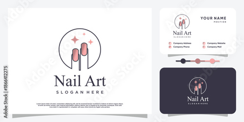 Nail logo design concept for beauty with creative element style