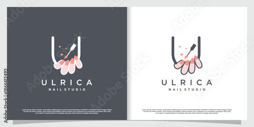 Nail logo design concept for beauty with creative element style