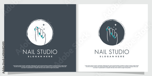Nail logo design concept for beauty with creative element style
