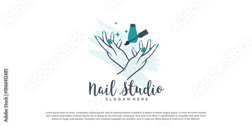 Nail logo design concept for beauty with creative element style