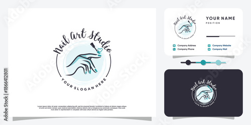 Nail logo design concept for beauty with creative element style