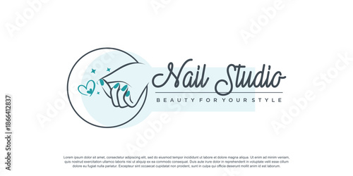 Nail logo design concept for beauty with creative element style