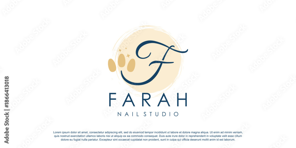 Fototapeta premium Nail logo design concept for beauty with creative element style
