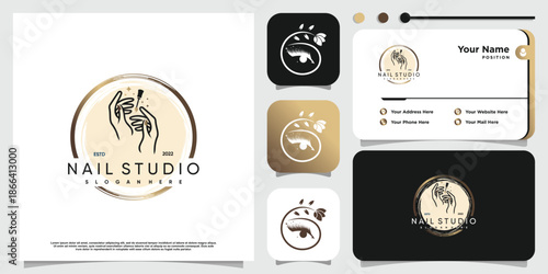 Nail logo design concept for beauty with creative element style