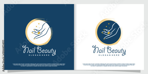 Nail polish logo design vector with creative unique style
