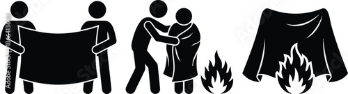 Putting out fire on clothing with blanket