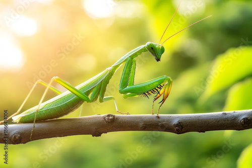 Wallpaper Mural Praying Mantis Perched on a Twig in Natural Light Torontodigital.ca