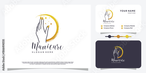 Nail polish logo design vector with creative unique style