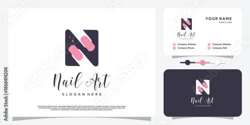 Nail polish logo design vector with creative unique style