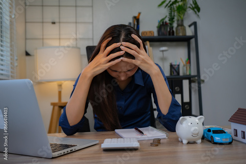 Tablou pe pânză Business professionals are stressed out reviewing accounting records, dealing wi