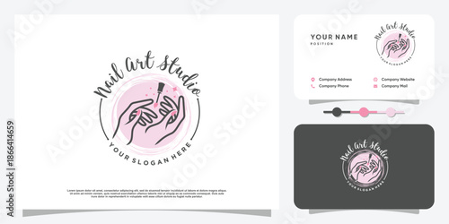 Nail polish logo design vector with creative unique style