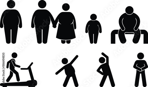 People engaging in various physical activities and postures