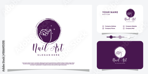 Nail polish logo design vector with creative unique style
