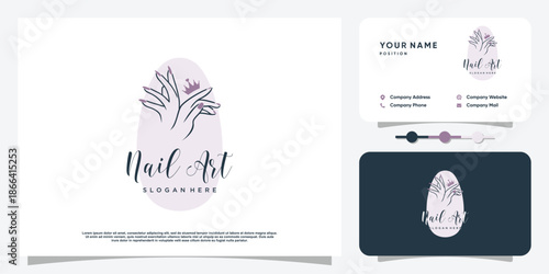 Nail polish logo design vector with creative unique style