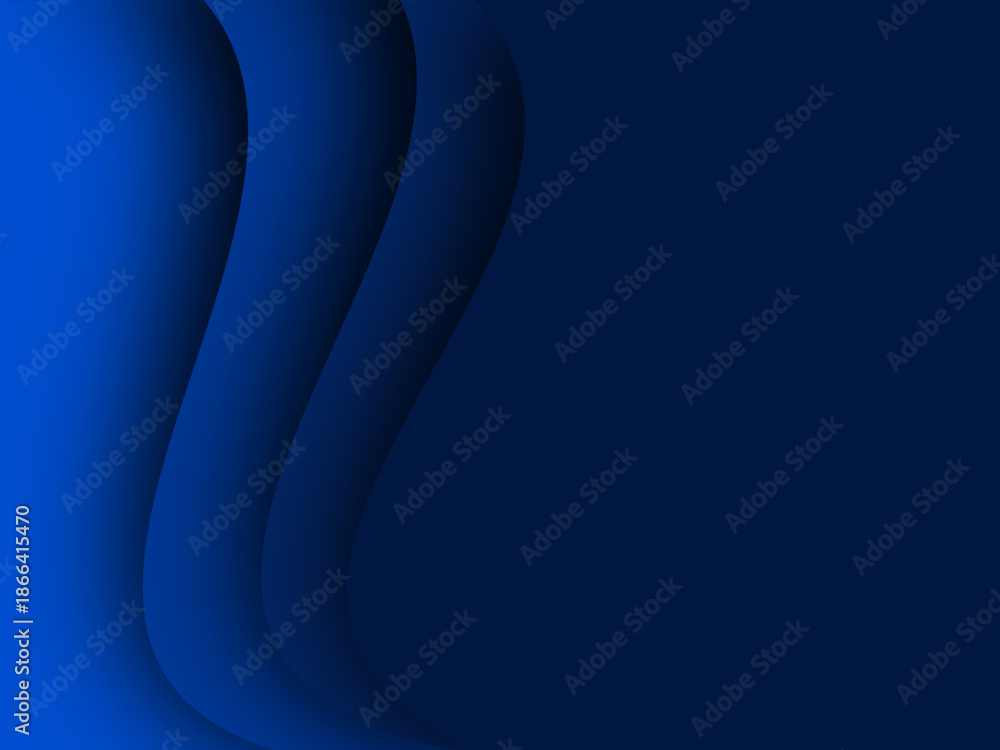 Obraz premium Minimal dark blue abstract wave background with layered curves and soft shadows. Clean modern design ideal for corporate branding, presentations, websites, technology visuals, and professional creativ