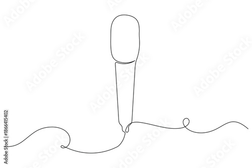 Singing mic one line drawing with isolated on a white background