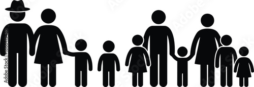 Family members standing together in a row