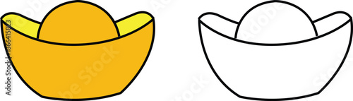 Colored And Outline Chinese Yuan Bao Gold Ingots wealth